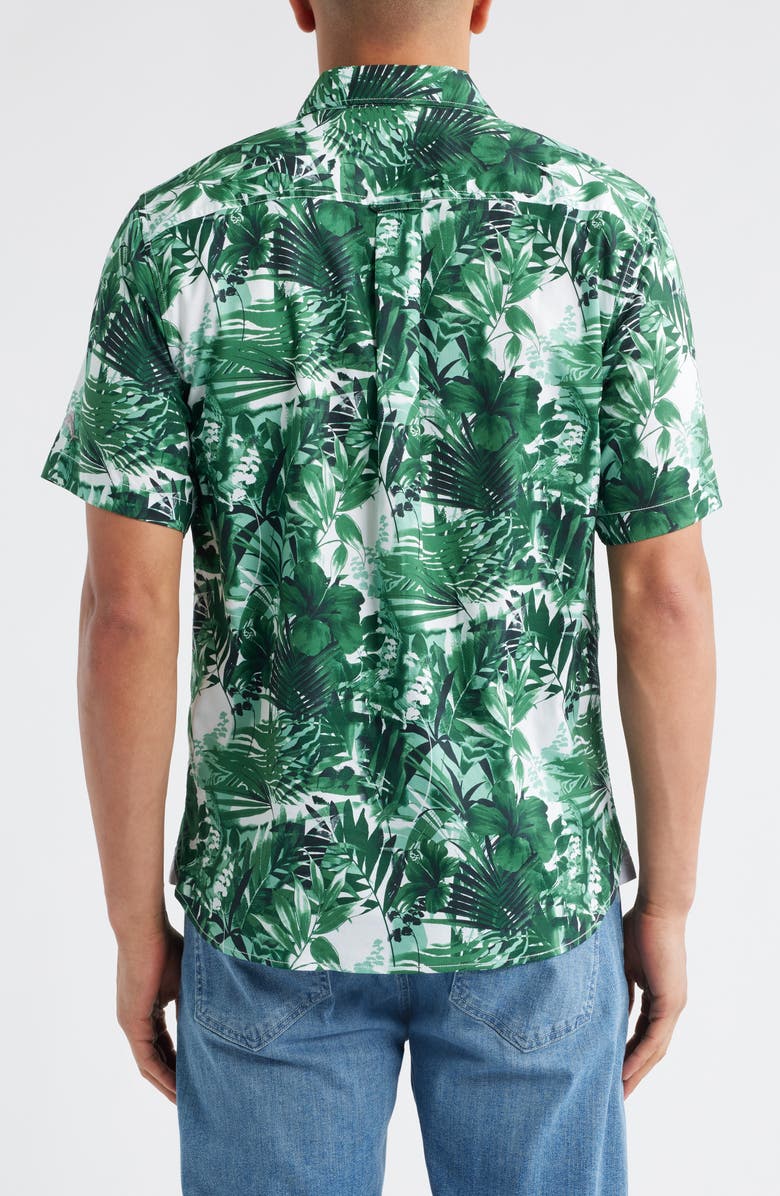 Tommy Bahama Sport Electric Blooms Camp Shirt, Alternate, color, Team Green
