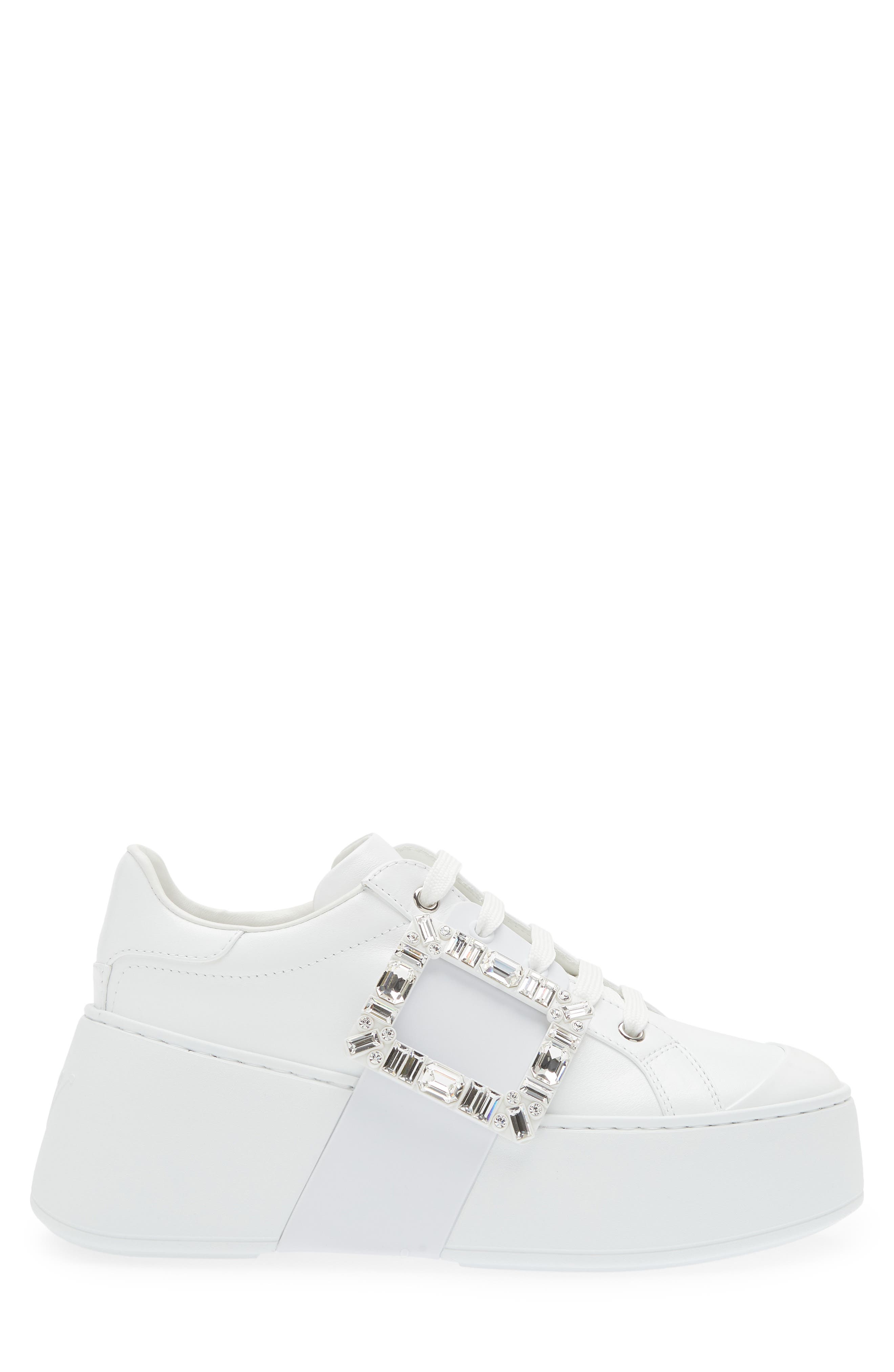 Roger Vivier Viv Skate Platform Sneaker, Alternate, color, Bianco