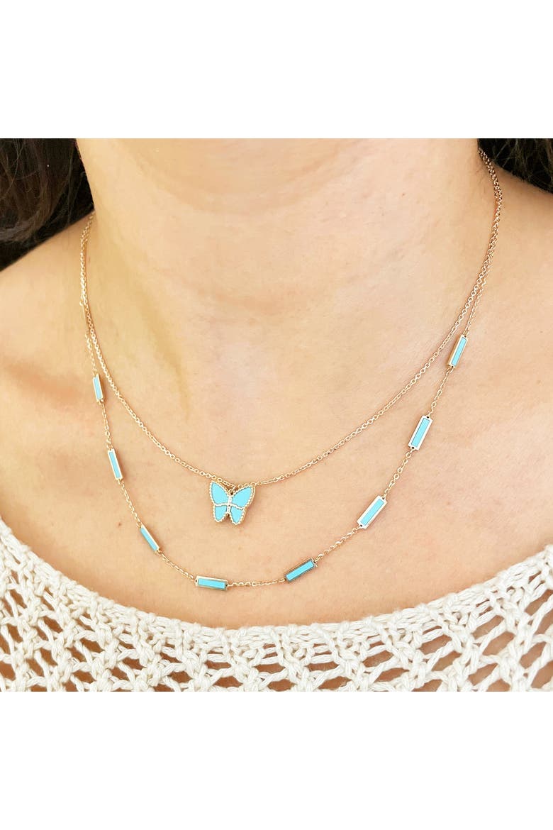 Turquoise Bar Chain Necklace, Alternate, color, Turquoise