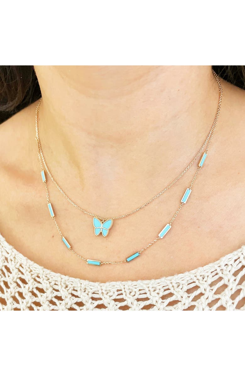 The Lovery Fine Jewelry Turquoise Bar Chain Necklace, Alternate, color, Turquoise