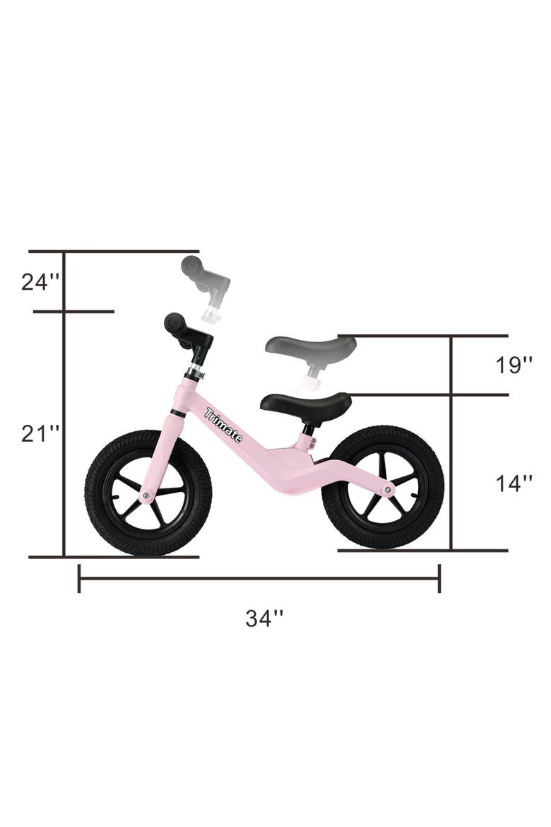 Toddler 12" Pink Balance Bike with Inflated Tire, Ages 3-5, Alternate, color, Multicolored
