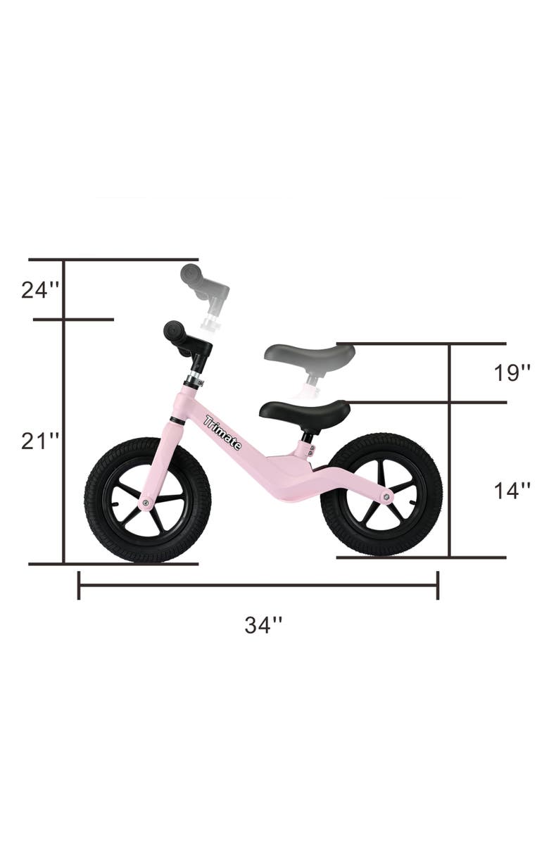 Trimate Toddler 12" Pink Balance Bike with Inflated Tire, Ages 3-5, Alternate, color, Multicolored