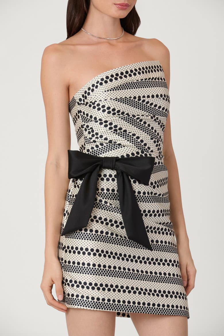 Midnight Striped Polka Dot Mikado Shelley Dress, Alternate, color, Ecru/Jet