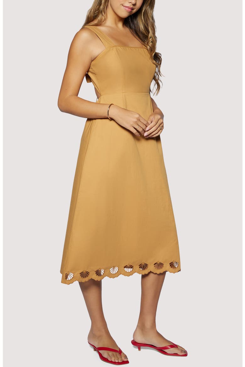 Seashell Drift Open Back Midi Dress, Alternate, color, TERRA COTTA
