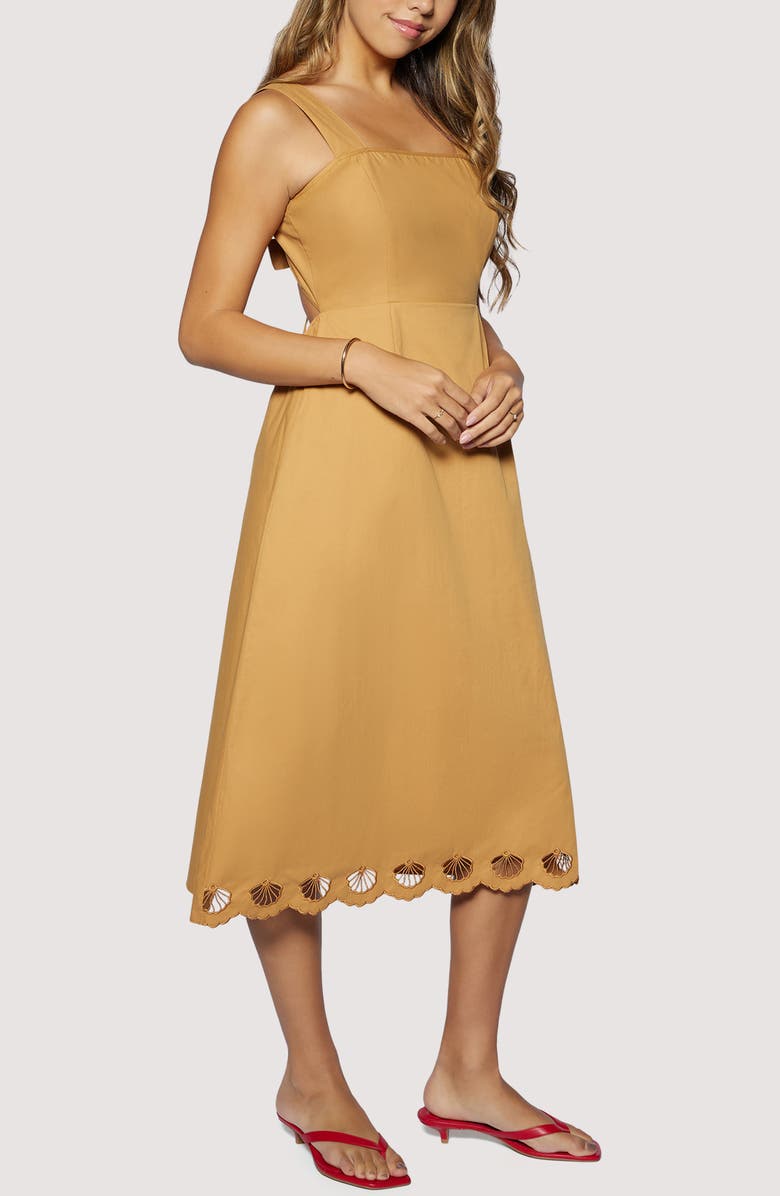 Lost + Wander Seashell Drift Open Back Midi Dress, Alternate, color, Terra Cotta