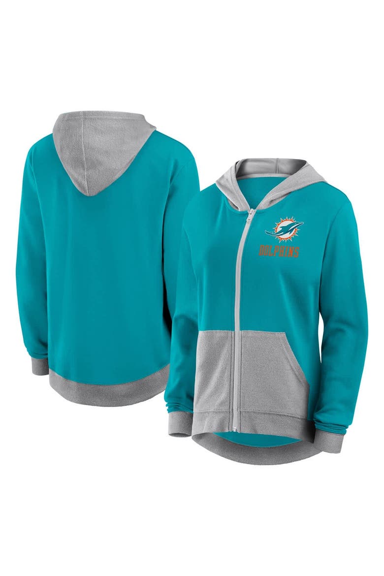 Women's Logo Athletic Aqua Miami Dolphins Hit It French Terry Full