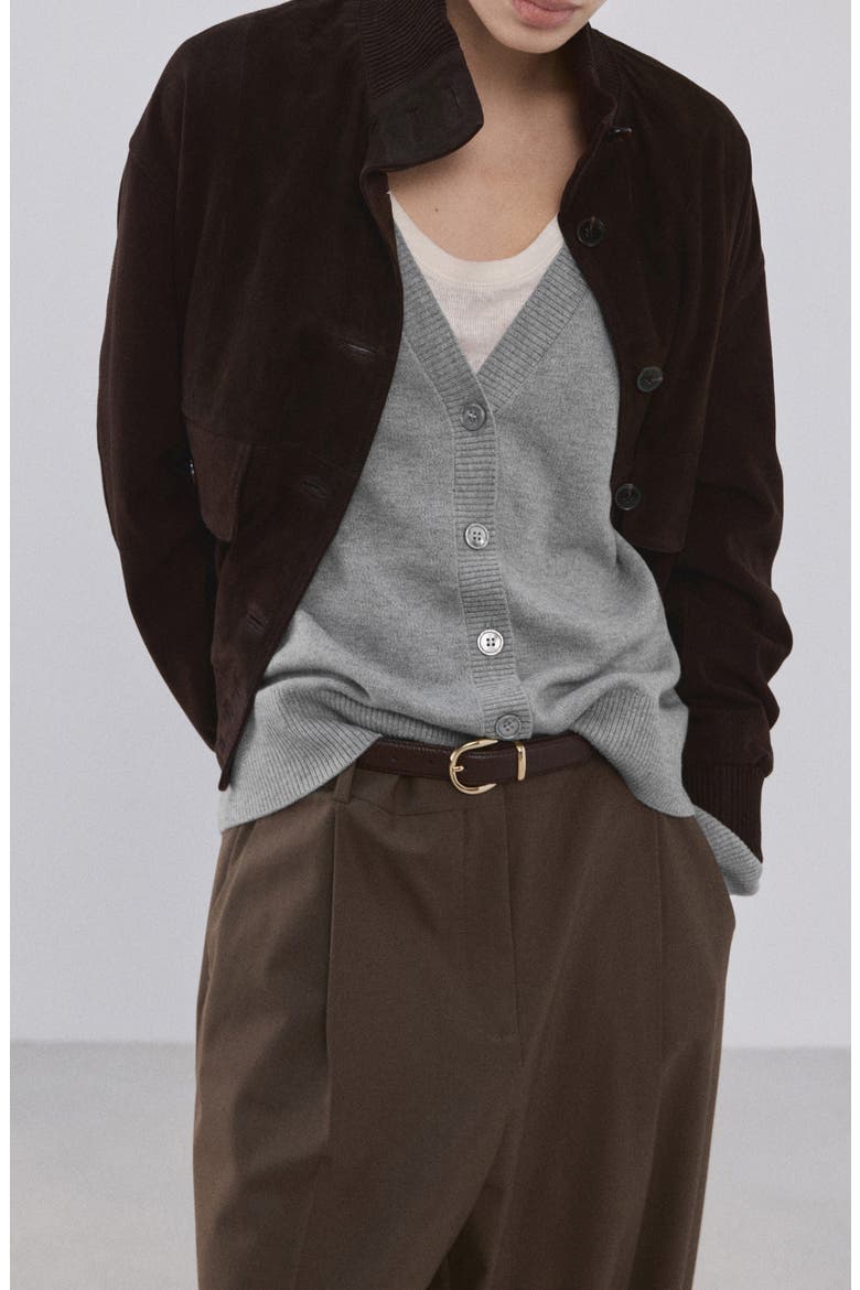 V-Neck Cardigan, Alternate, color, MEDIUM HEATHER GREY