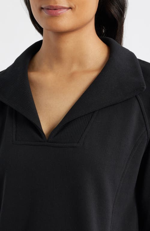 Hatley Anna Spread Collar Sweatshirt Dress In Black