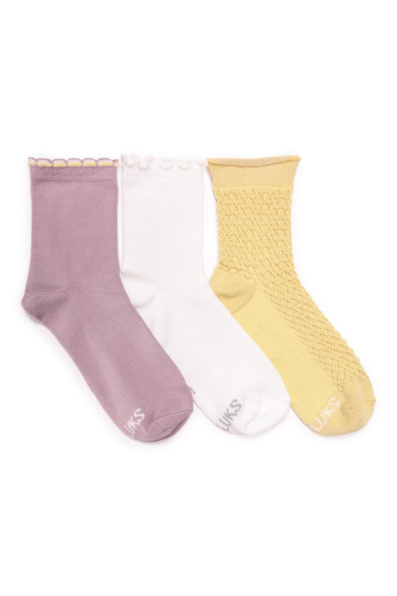 Whisper Assorted 3-Pack Crew Socks, Main, color, PURPLE YELLOW PACK