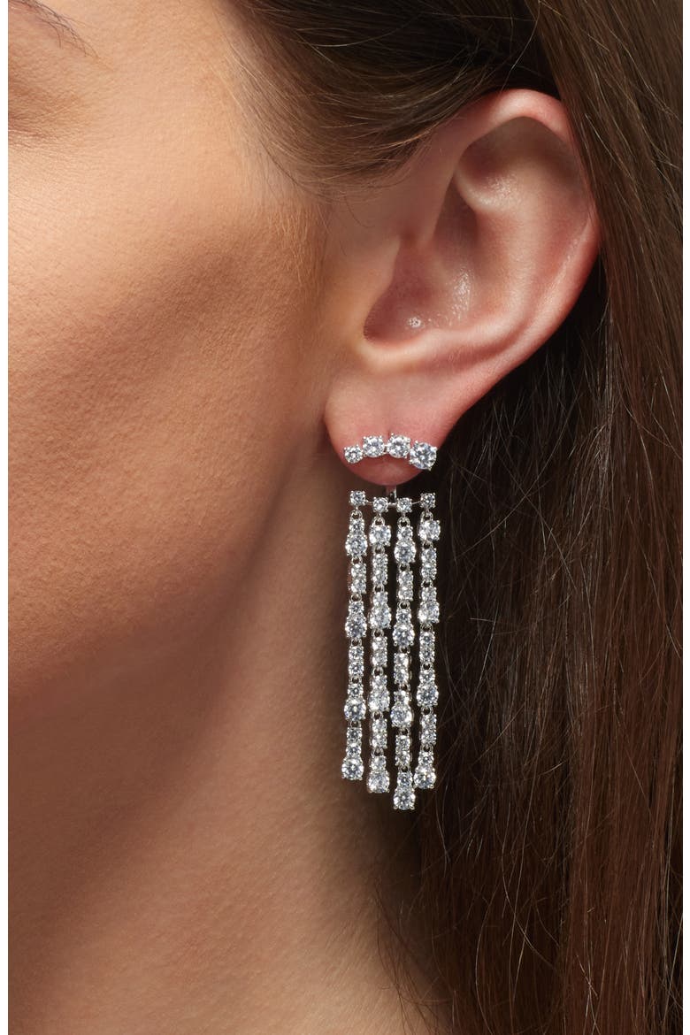 Fringe Drop Earrings, Alternate, color, RHODIUM
