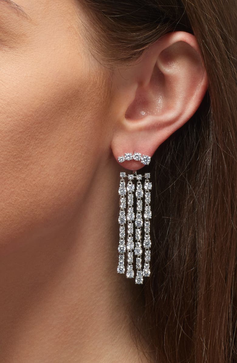 Nadri Fringe Drop Earrings, Alternate, color, Rhodium