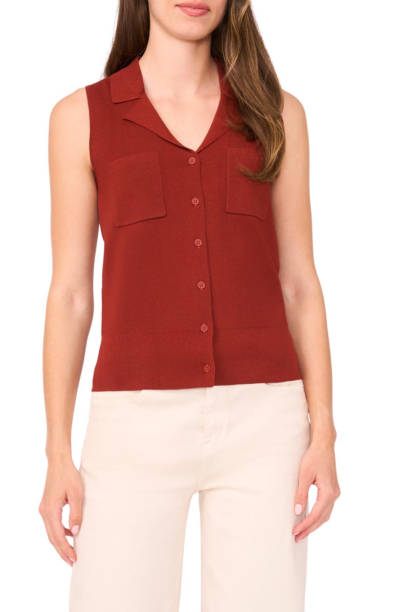 Halogen<sup>®</sup> Lapel Collar Sweater Vest, Main, color, Burnt Henna