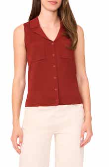Halogen® Lapel Collar Sweater Vest