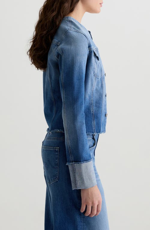 Ag Robyn Raw Hem Fitted Denim Jacket In Blue