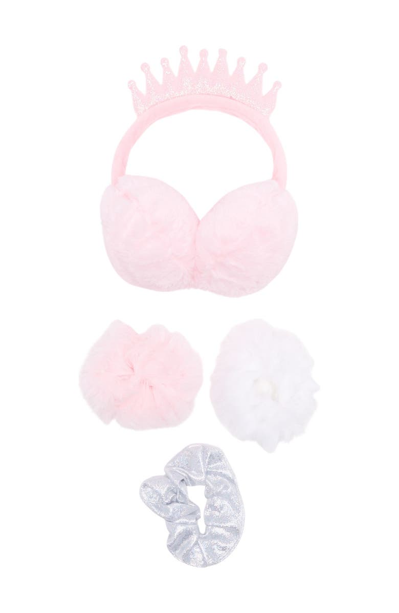Curls & Pearls Crown Earmuffs & Scrunchie Set, Main, color, 