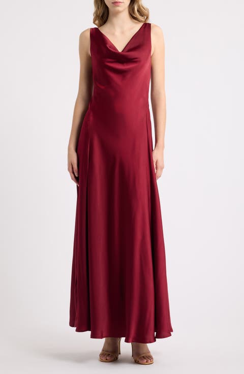 Tala Cowl Neck Satin Gown