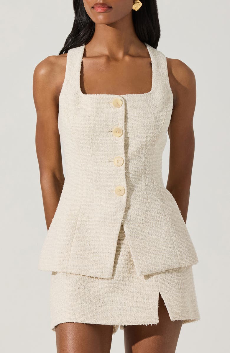 ASTR the Label Brunelle Tweed Vest, Main, color, Oatmeal