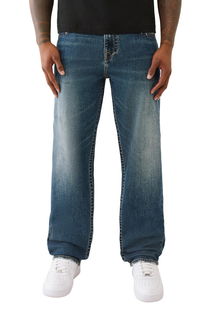 True Religion Bobby Super-T Flap Painted Baggy Jeans, Main, color, Ericson Pl Dark Wash