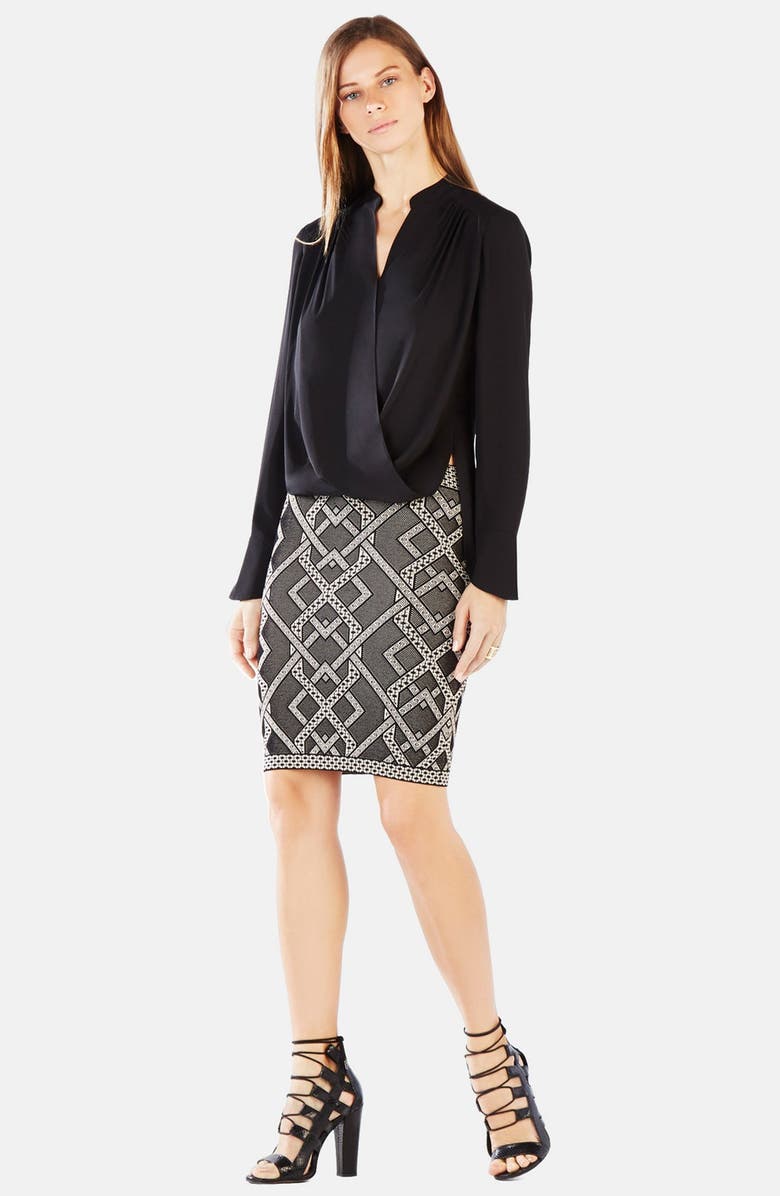 BCBGMAXAZRIA 'Jaklyn' Drape Front Georgette Blouse, Main, color, 