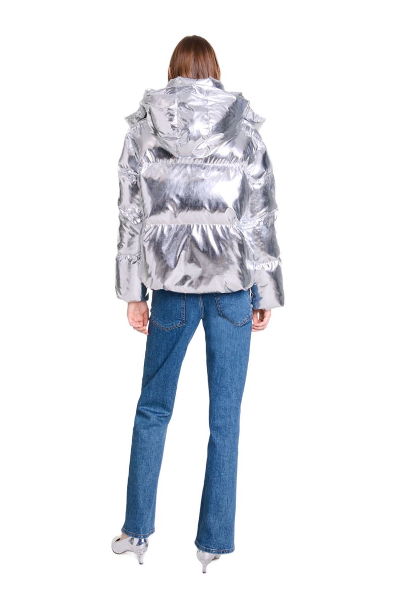maje Silver hooded jacket, Alternate, color, 