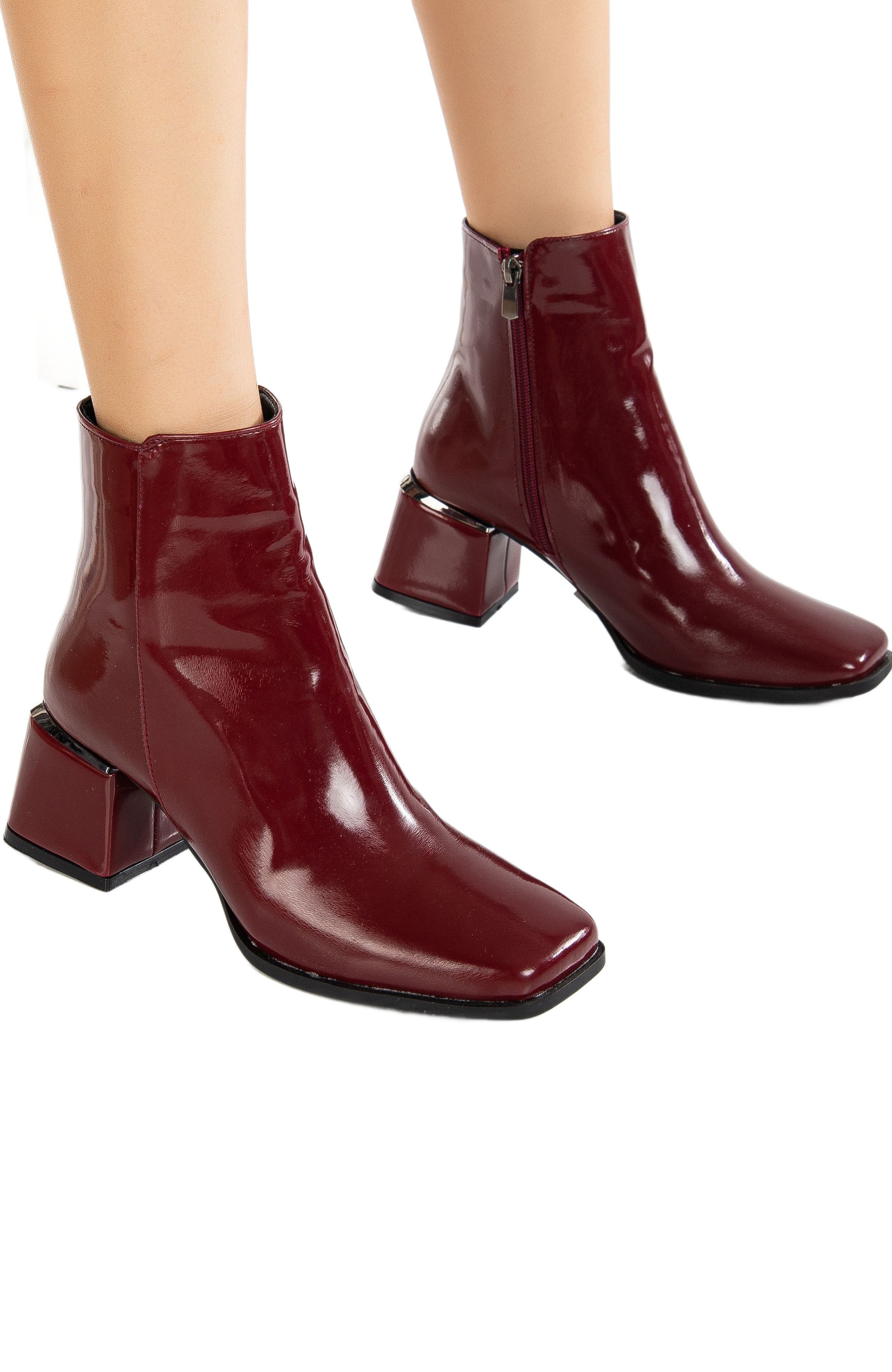 Forever & Always Shoes Odette Ankle Boots, Alternate, color, Burgundy Patent