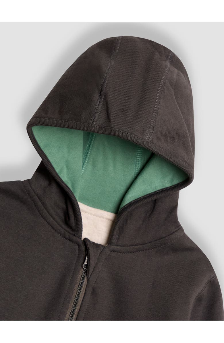 JOJO MAMAN BEBE Kids' T-Rex Appliqué Reversible Cotton Zip-Up Hoodie, Alternate, color, Charcoal