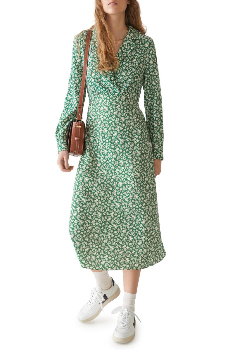 & Other Stories Print Collared Long Sleeve Midi Dress, Main, color,