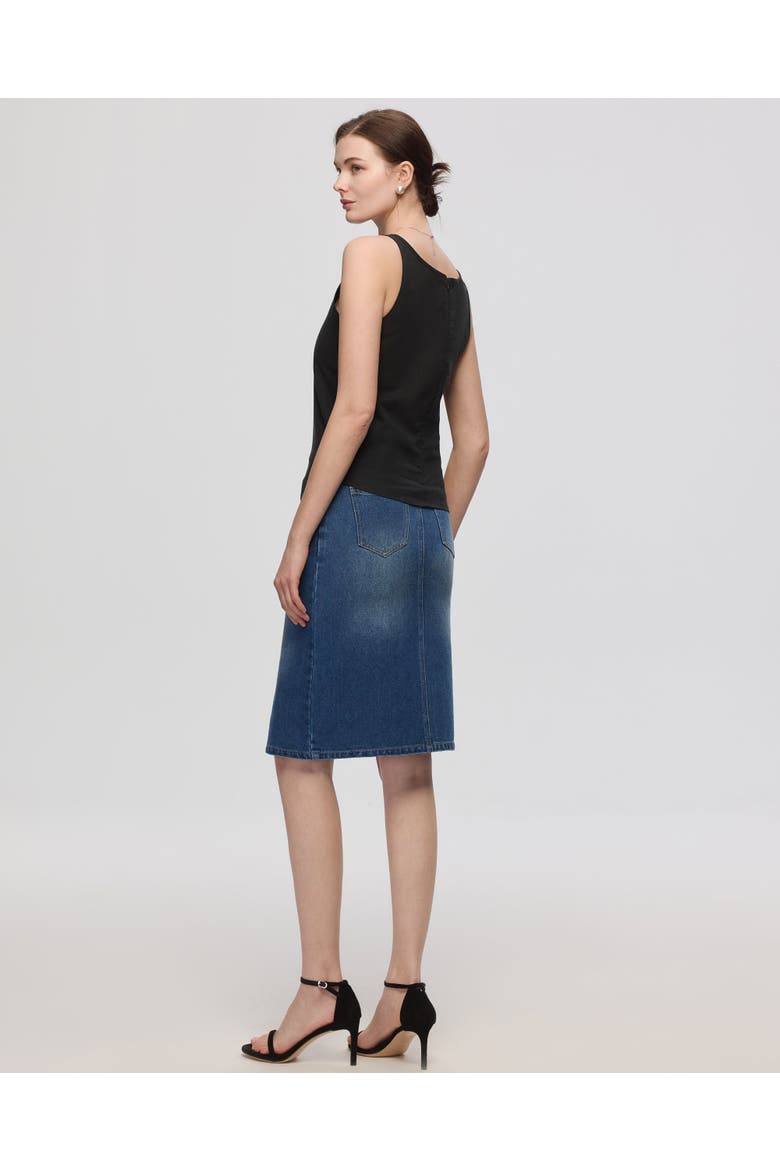 Denim Atelier Midi Skirt, Alternate, color, Medium Indigo
