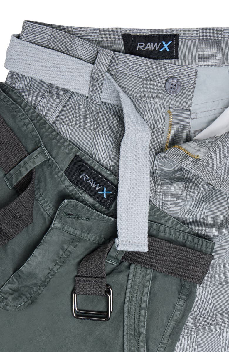XRAY Kids' 2-Pack Belted Twill Cargo Shorts, Alternate, color, Grey Plaid/ Grey