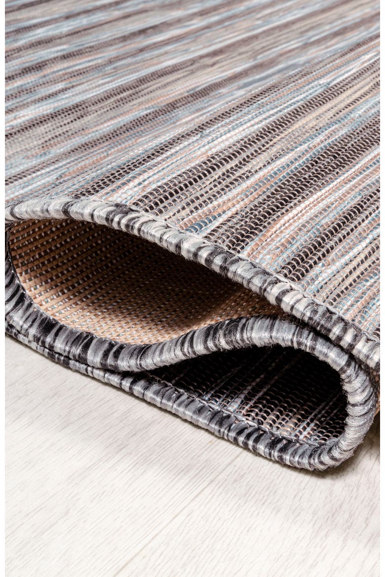 Finn Modern Farmhouse Pinstripe Indoor/Outdoor Area Rug, Alternate, color, Dark Gray/Blue