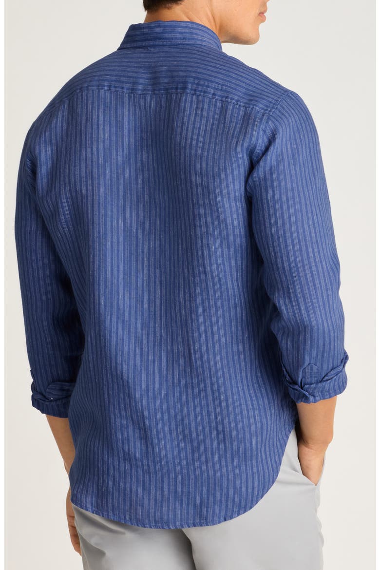 Everyday Slim Fit Striped Linen Shirt, Alternate, color, BLUE BLANCO STRIPE