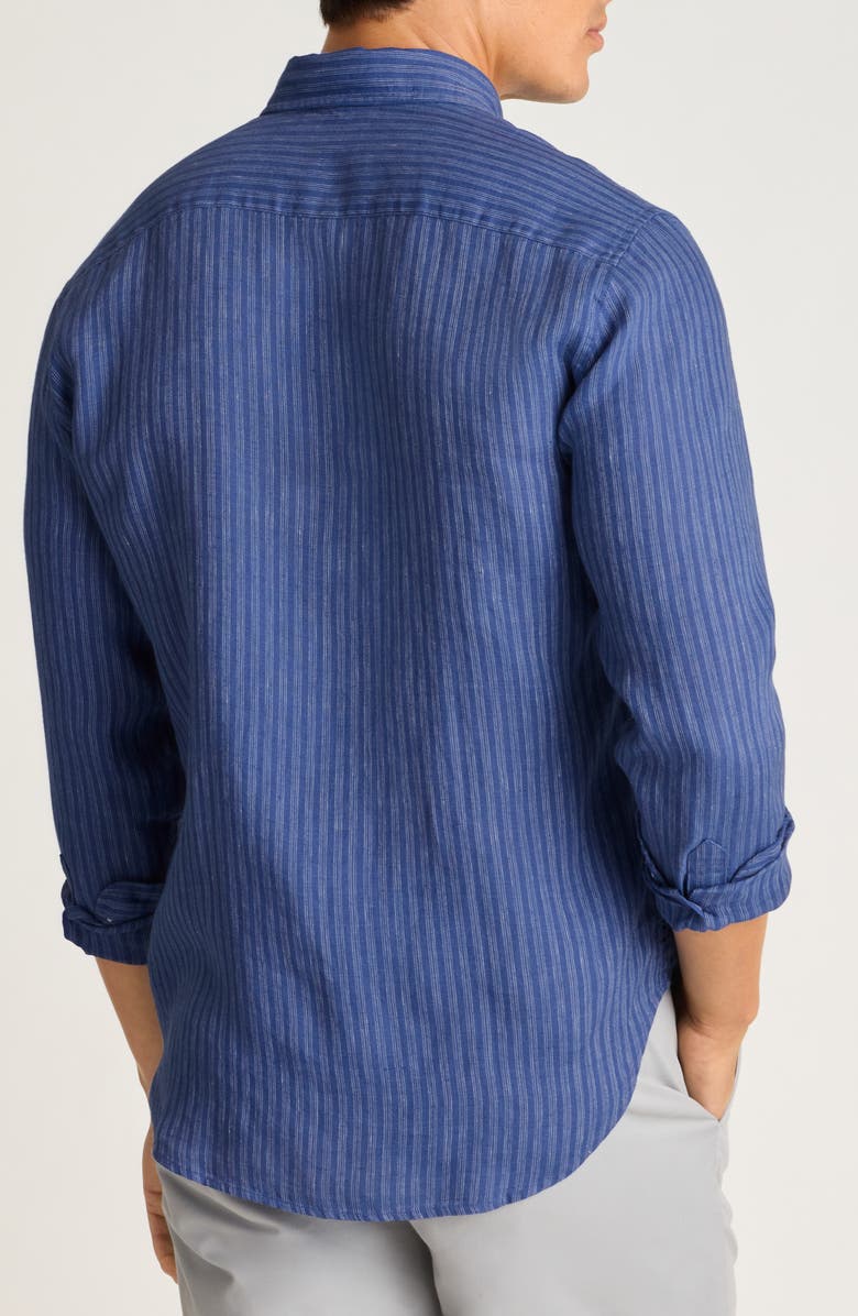 Bonobos Everyday Slim Fit Striped Linen Shirt, Alternate, color, Blue Blanco Stripe