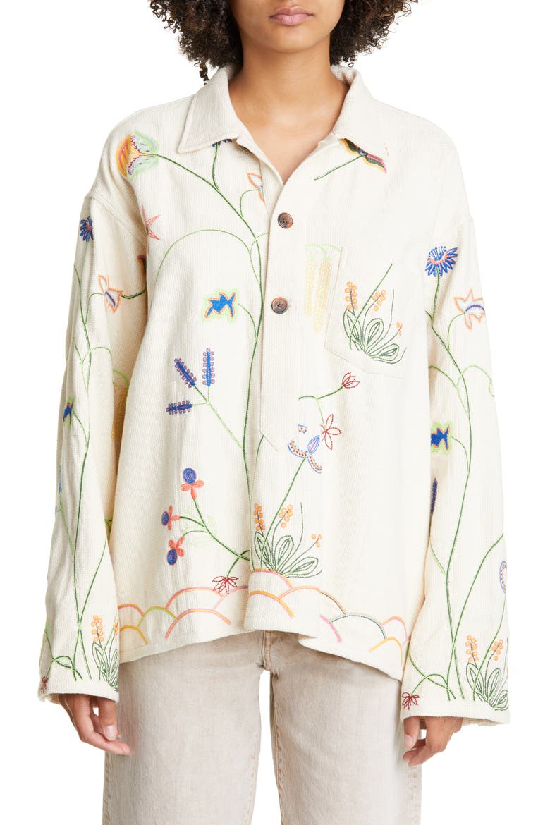 Wildflower Embroidered Cotton Pullover, Main, color, ECRU MULTI