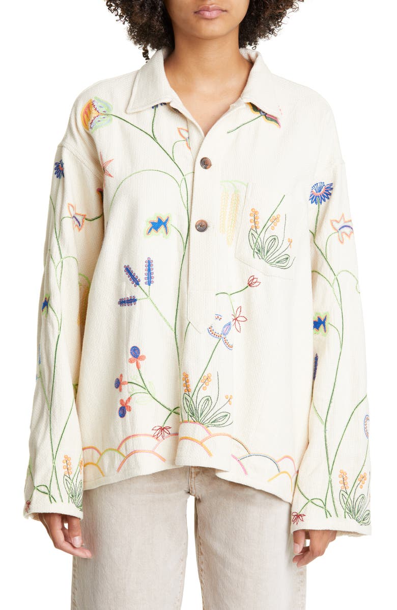 Bode Wildflower Embroidered Cotton Pullover, Main, color,