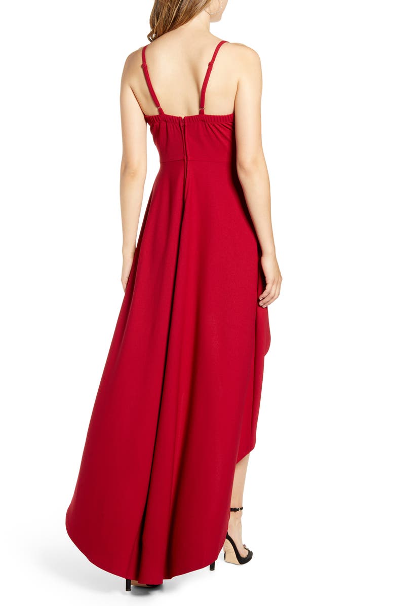 Speechless Scallop Plunge Neck High/Low Dress, Alternate, color,