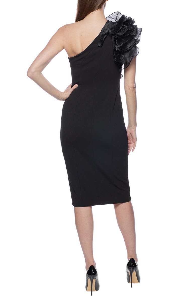 Marina Ruffle One-Shoulder Crepe Cocktail Dress, Alternate, color,