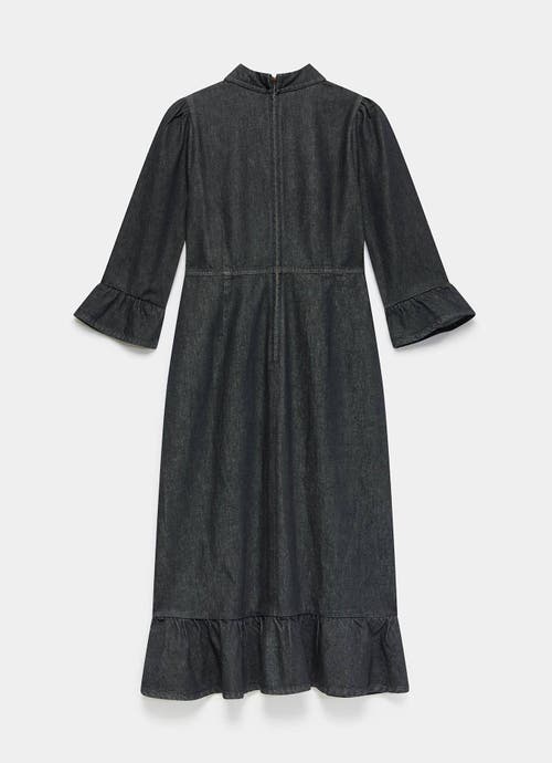 Mint Velvet Denim Belted Midi Shirt Dress In Black