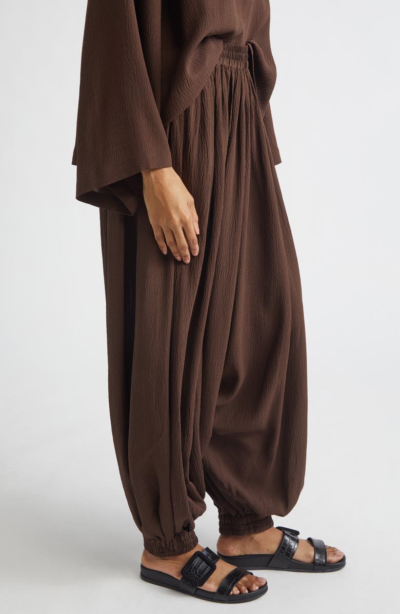 Michael Kors Collection Sarouel Silk Seersucker Trousers, Alternate, color, Espresso