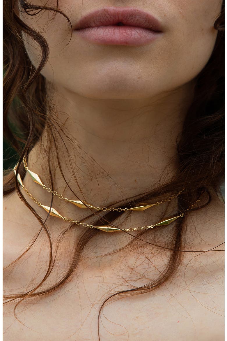 Points North Geometric Station Necklace, Alternate, color, GOLD