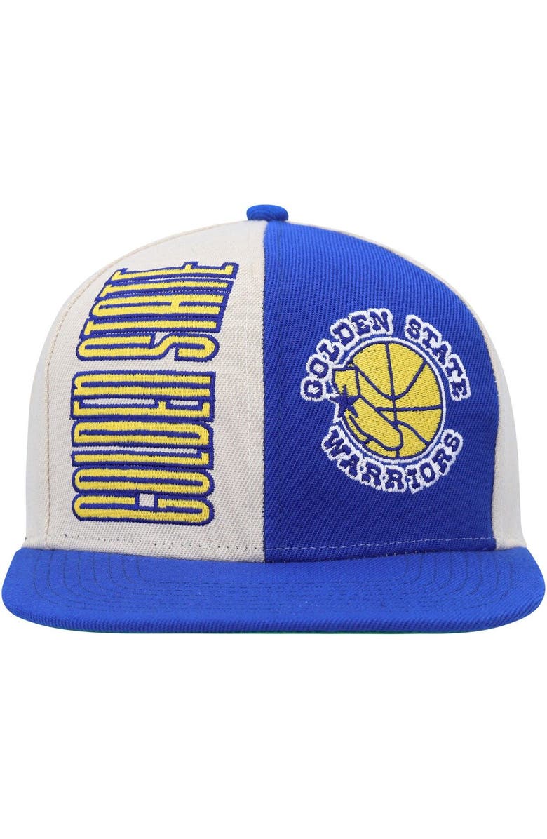 Mitchell & Ness Men's Mitchell & Ness Cream/Royal Golden State Warriors Hardwood Classics Pop Snapback Hat, Alternate, color, 