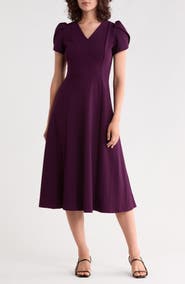 Calvin Klein Tulip Sleeve A-Line Midi Dress