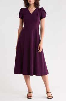 Tulip Sleeve A-Line Midi Dress