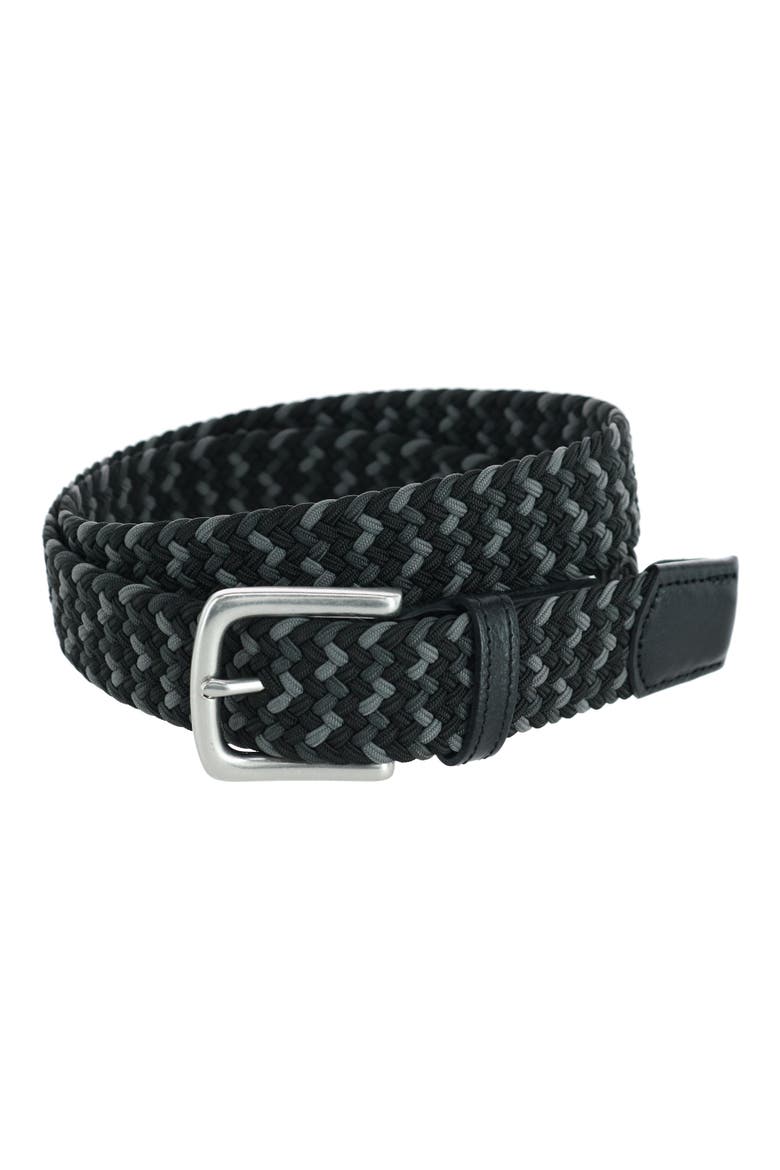 Chandler Mixed Weave Stretch Belt, Main, color, Black and Grey