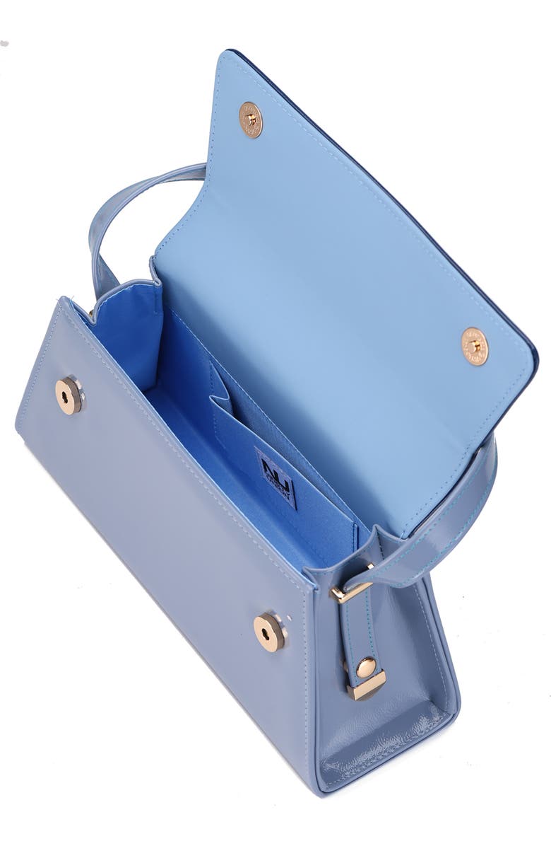 NINETY UNION Patent Faux Leather Handbag, Alternate, color, Blue Multi