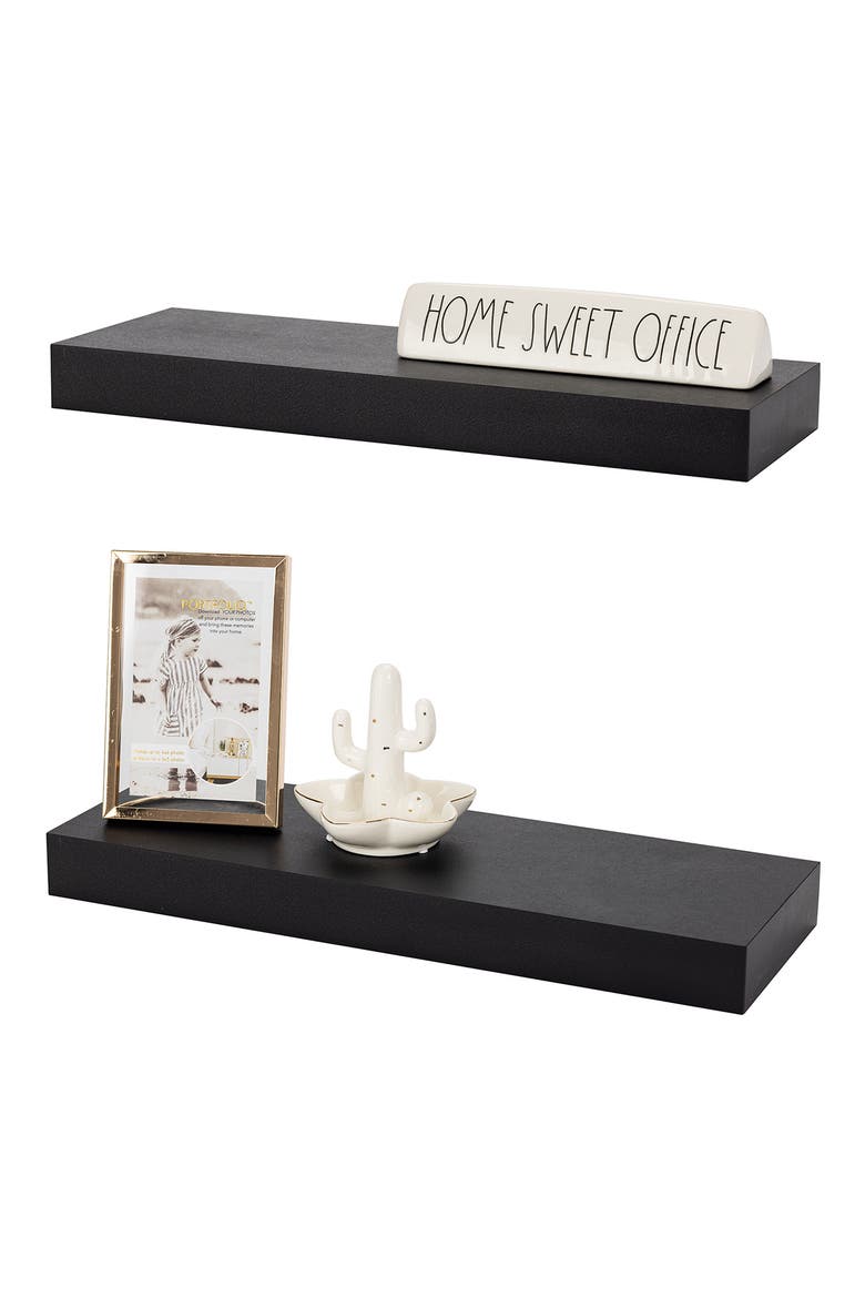 Floating Shelves - Set of 2, Alternate, color, BLACK