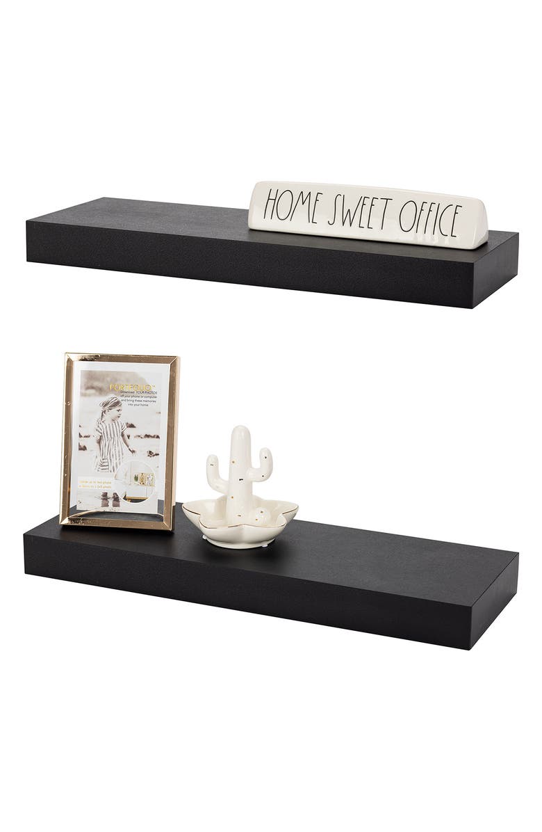 SORBUS Floating Shelves - Set of 2, Alternate, color, Black