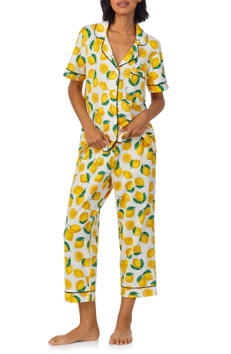 BedHead Pajamas Print Crop Stretch Jersey Pajamas, Alternate, color, Main Squeeze