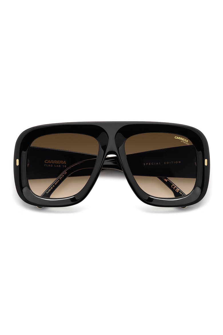 Special Edition FLAGLAB 18 57mm Gradient Square Shield Sunglasses, Alternate, color, BLACK GOLD/ BROWN SF