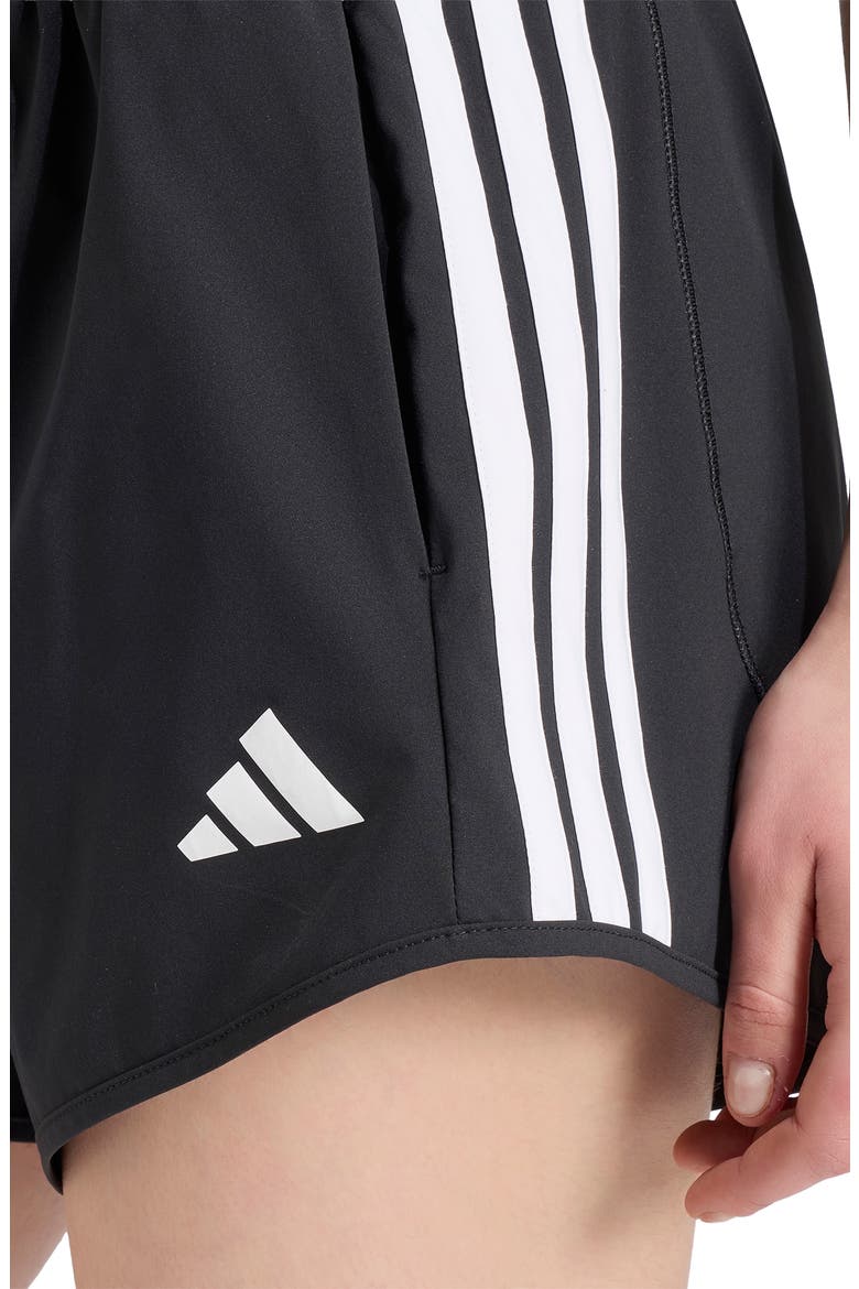 Pacer 3-Stripes Performance Shorts, Alternate, color, BLACK/ WHITE