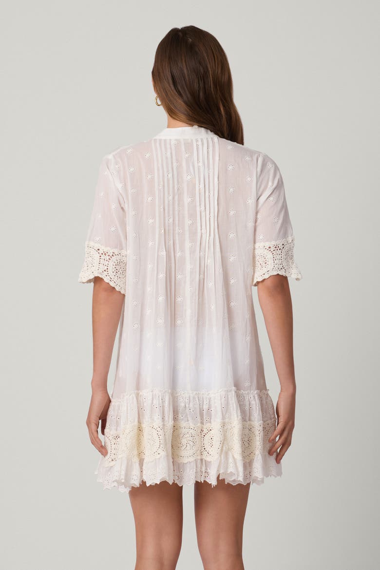 Milos Eyelet Mini Dress Cover Up, Alternate, color, Optic